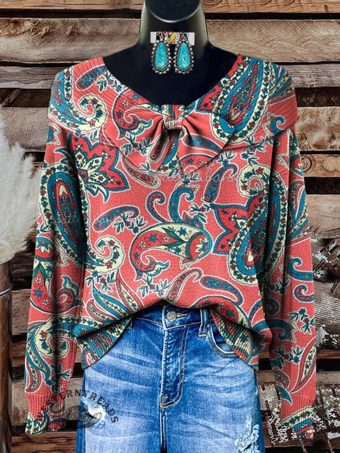 Paisley Art Print Casual Sweater