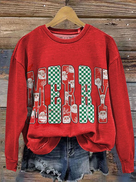 Merry Christmas Prints Casual Cotton Sweatshirt