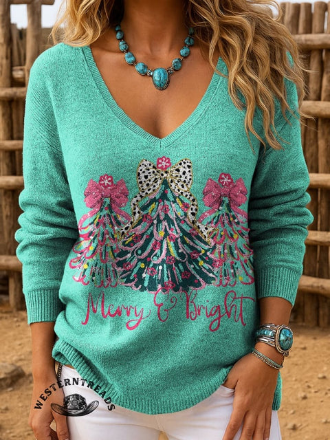 Christmas Art Print Casual Pullover Sweater