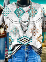 Western Art Printed Casual Short-sleeved T-shirt