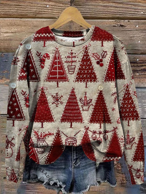 Christmas Prints Casual Cotton Sweatshirt