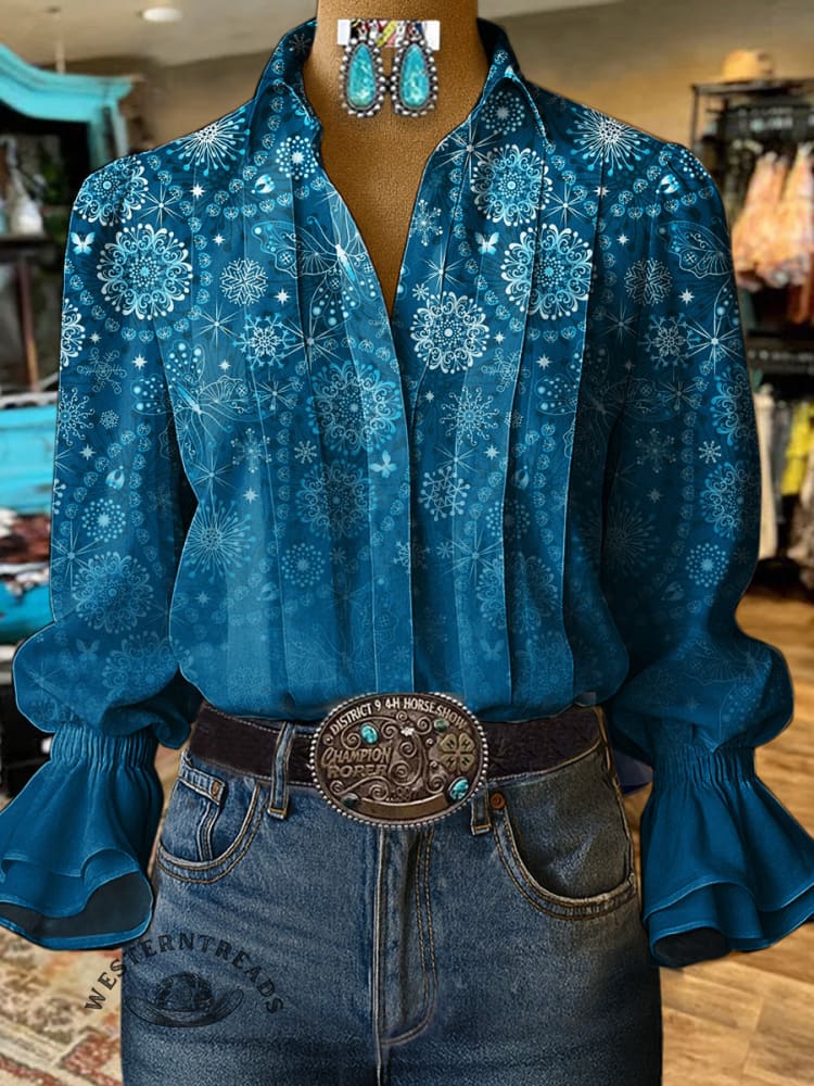 Art Print Casual Cotton And Linen Shirt