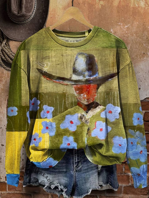 Western Cowboys Prints Casual Cotton Sweatshirt