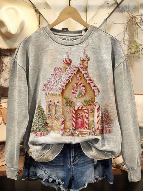 Christmas Prints Casual Cotton Sweatshirt