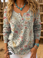 Limited time super low price ⚡Retro Paisley Floral Print Casual Hoodie Sweatshirt