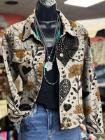 Art Print Casual Denim Jacket