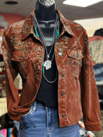 Vintage Western Print Casual Denim Jacket