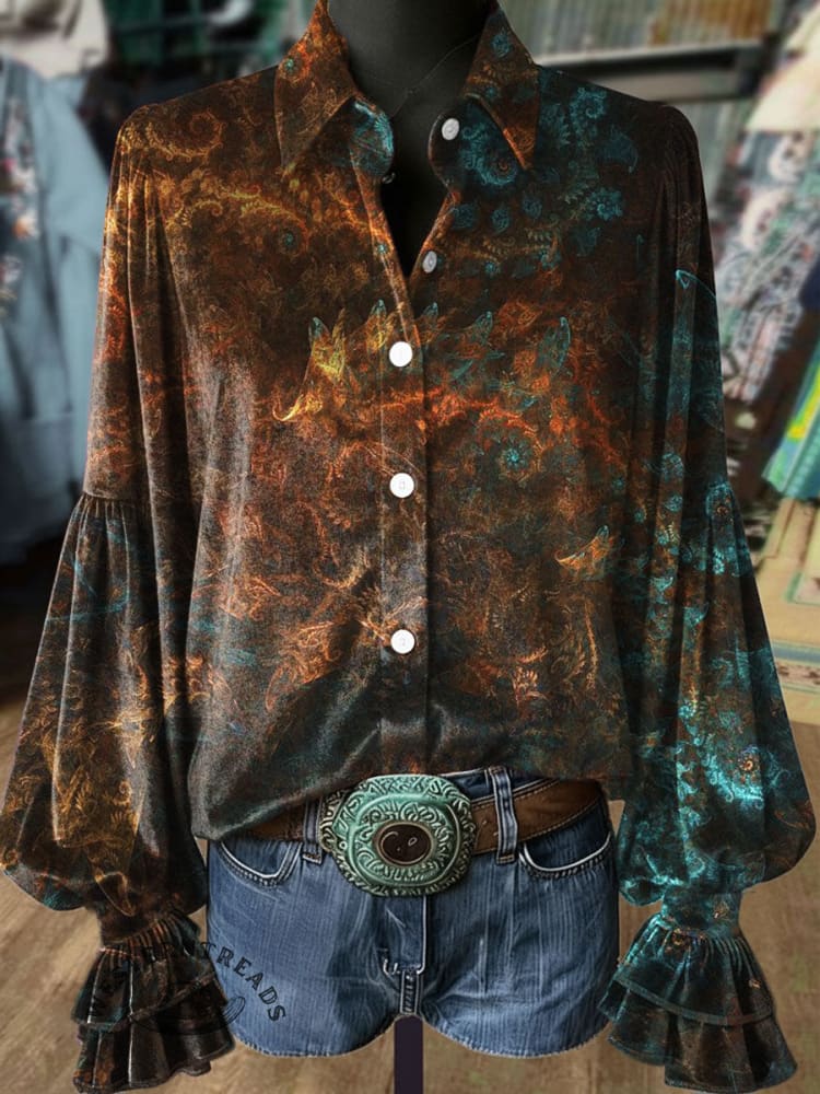 Abstract Art Print Casual Cotton Shirt