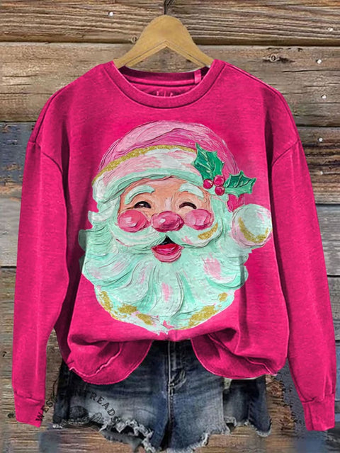 Christmas Art Prints Casual Cotton Sweatshirt