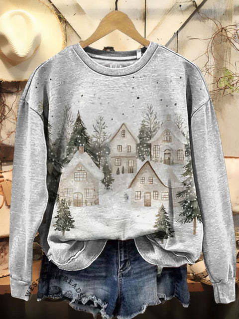 Christmas Art Prints Casual Cotton Sweatshirt