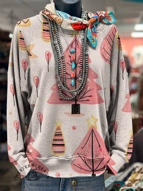 Christmas Art Prints Casual Cotton Sweatshirt