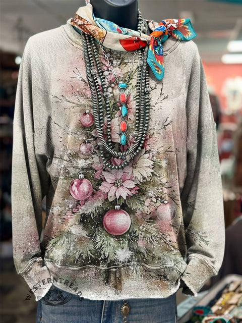 Christmas Prints Casual Cotton Sweatshirt