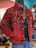 Paisley Art Print Casual Denim Jacket