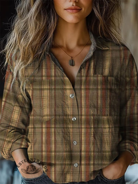 Plaid Women's Print Casual Long Sleeve Comfortable Cotton Shirt