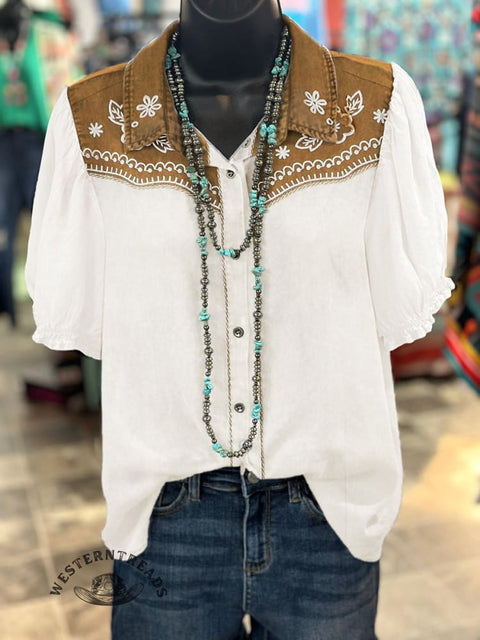 Western Style Women's Print Casual Cotton Shirt