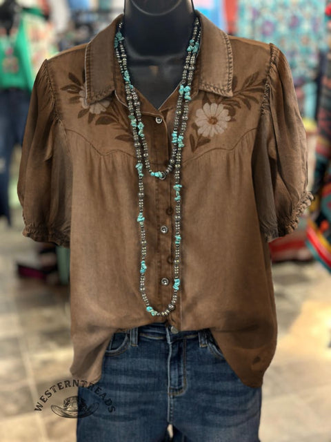 Western Style Women's Print Casual Cotton Shirt