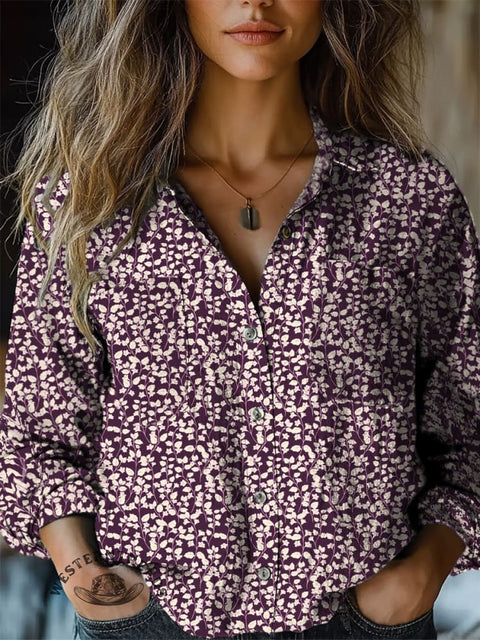 Floral Prints Women's Print Casual Long Sleeve Comfortable Cotton Shirt