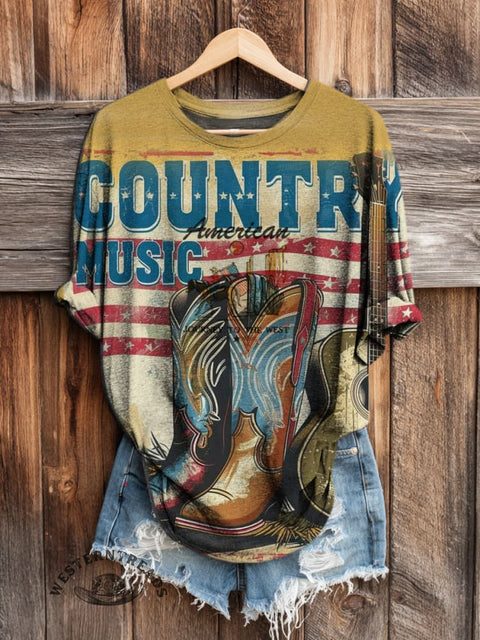 American Western Elements Prints Women's Art Print Casual Long Sleeve T-shirt