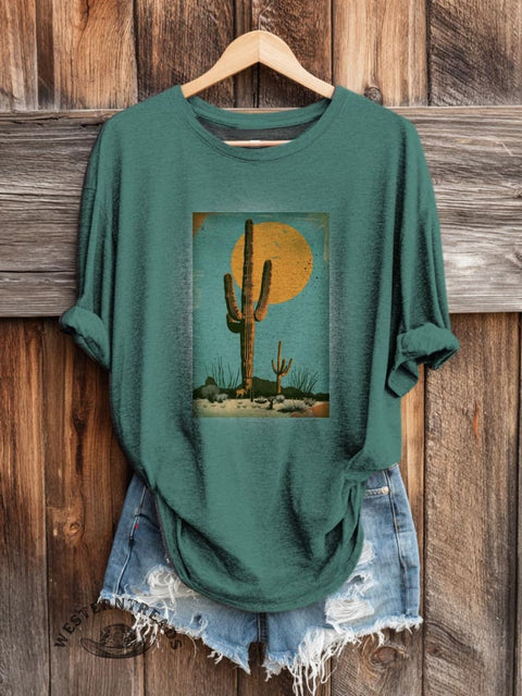 Cactus Prints Women's Art Print Casual Long Sleeve T-shirt