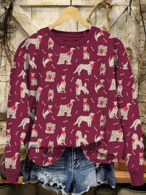 Puppy Pattern Casual Cotton Sweatshirt