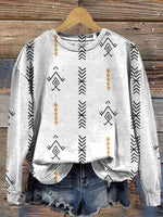 Vintage Simple Print Casual Cotton Sweatshirt