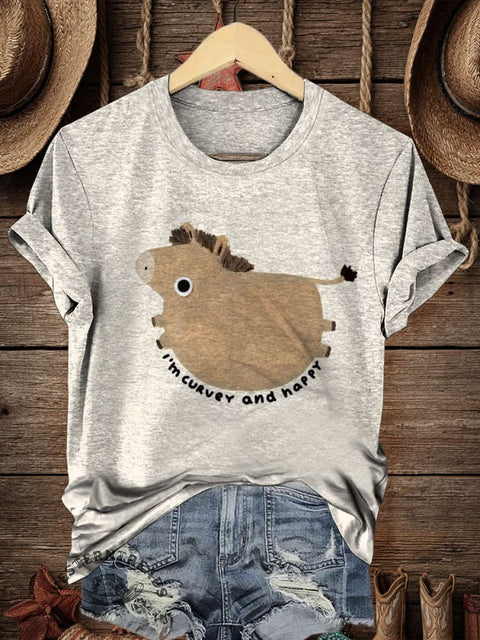 Retro Horse Art Print Casual T-shirt