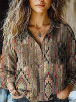 Attico Women's Print Casual Long Sleeve Comfortable Cotton Shirt