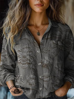 Floral Pattern Women's V-neck Casual T-Shirt