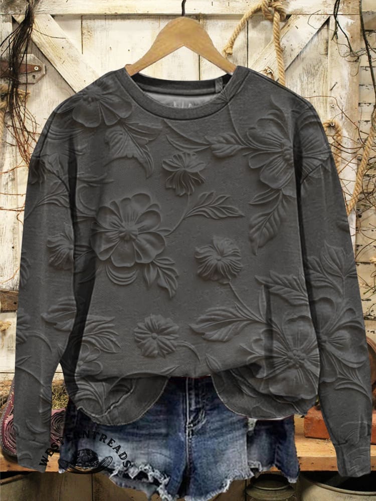 Floral Pattern Women's V-neck Casual T-Shirt