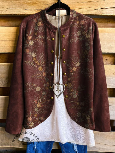 Country Style Floral Print Women's Print Casual Jacket