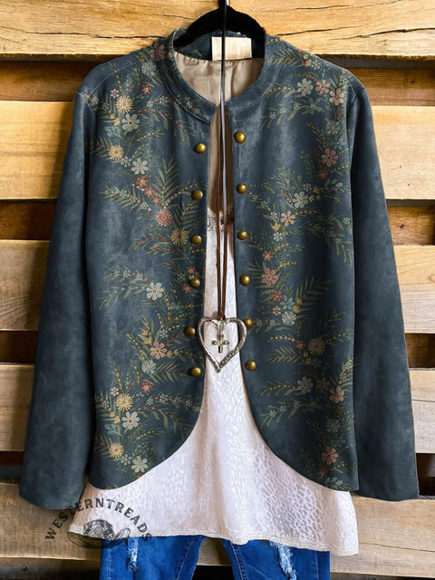 Country Style Floral Print Women's Print Casual Jacket