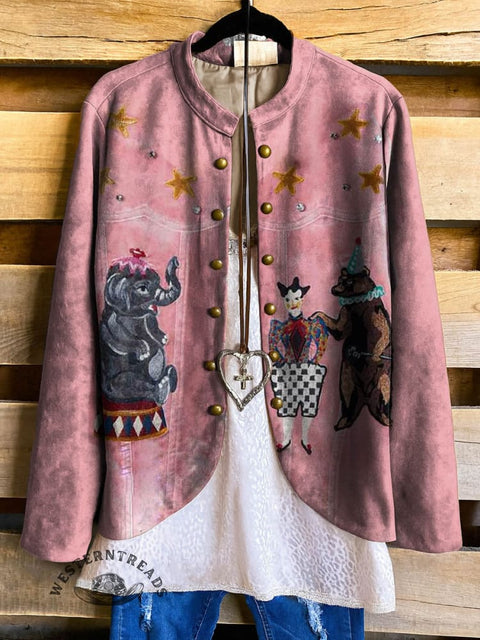 Circus Print Women's Print Casual Jacket