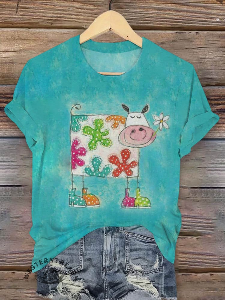 Vintage Art Print Casual T-shirt For Men And Women