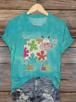 Vintage Art Print Casual T-shirt For Men And Women