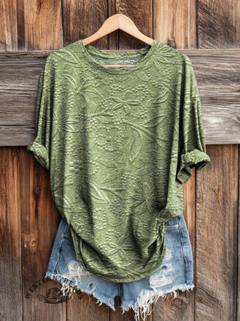Retro Art Print Casual Long Sleeve T-shirt