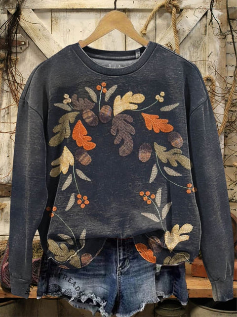 Retro Print Casual Cotton Sweatshirt