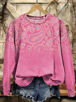 Vintage Art Paisley Print Casual Cotton Sweatshirt