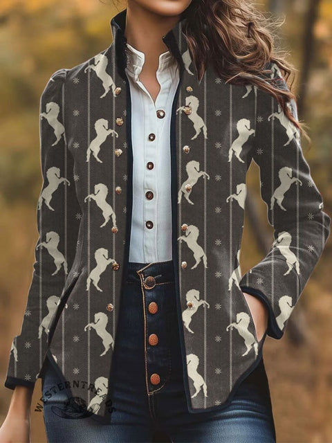 Women's Retro Horse Print Print Casual Jacket