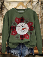 Vintage Christmas Art Print Casual Cotton Sweatshirt