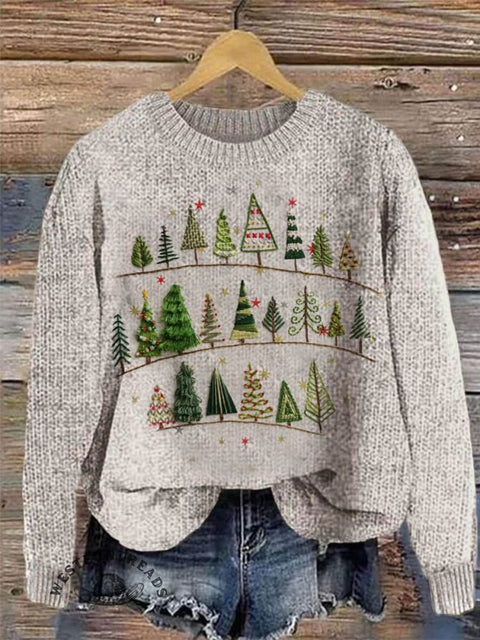 Christmas Print Knit Pullover Sweater