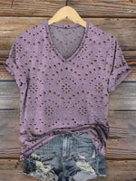 Women's Classic Pastoral Print V-neck Casual T-Shirt