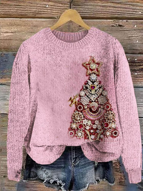 Christmas Print Knit Pullover Sweater