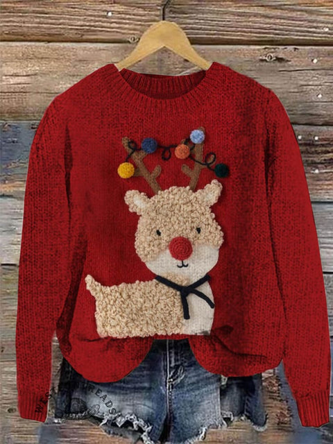 Christmas Print Knit Pullover Sweater