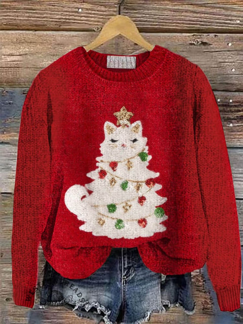 Christmas Print Knit Pullover Sweater