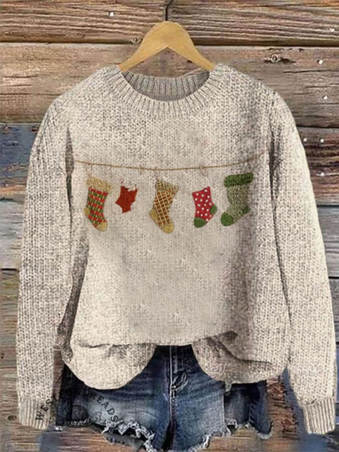 Christmas Print Knit Pullover Sweater