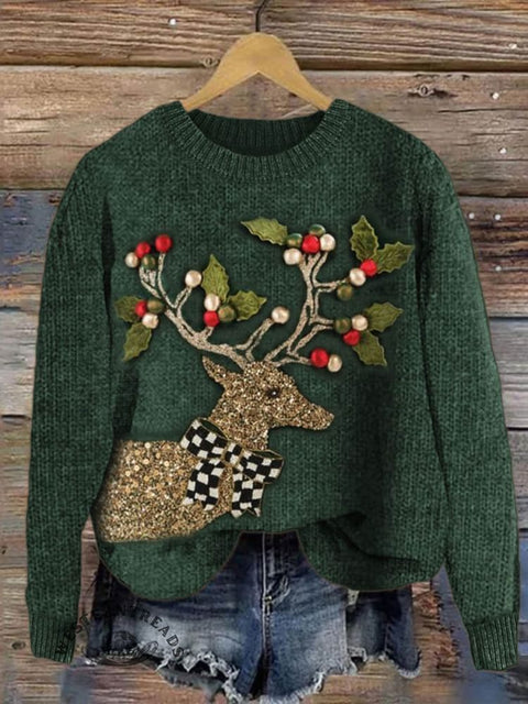 Christmas Print Knit Pullover Sweater