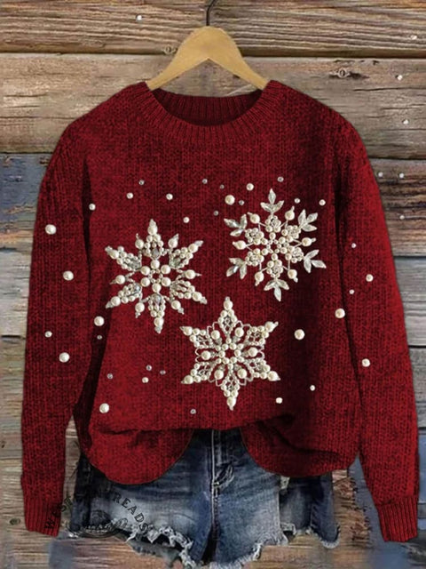 Christmas Print Knit Pullover Sweater