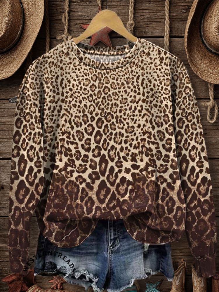 Western Style Print Women's V-neck Casual T-Shirt