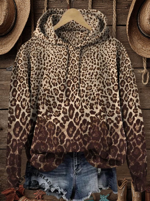 Retro Classic Leopard Pattern Cotton Casual Hoodie Sweatshirt