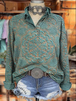 Western Style Print Women's Print Casual Cotton Shirt